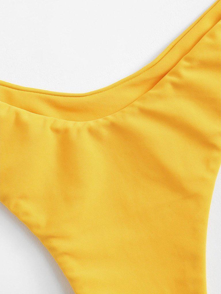 Crinkle Detail Bandeau Bikini Set-swimwear-Des Mess