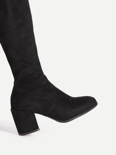 Tie Back Over Knee Block Heeled Boots-shoes-Des Mess