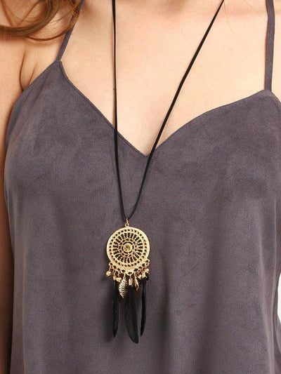 Black Hollow Pendant Necklace-jewelry-Des Mess