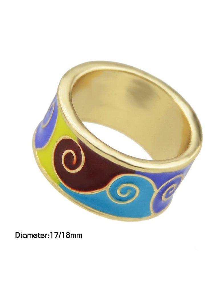 Blue-8 Round Gold Plated Finger Rings-jewelry-Des Mess