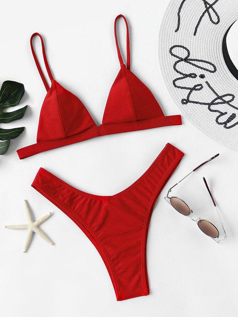 High Leg Triangle Bikini Set-swimwear-Des Mess