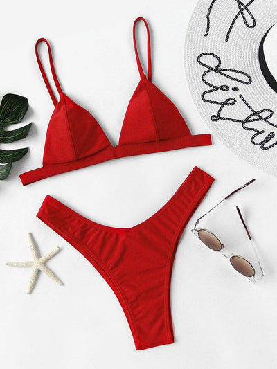 High Leg Triangle Bikini Set-swimwear-Des Mess