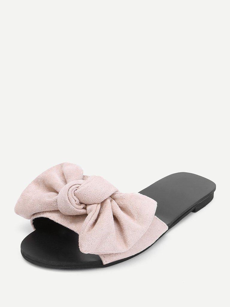 Bow Detail Flat Sandals-shoes-Des Mess