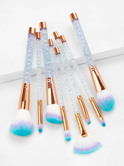 Clear Handle Makeup Brush 8pcs-makeup-Des Mess