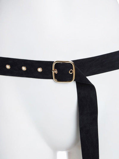 Square Buckle Eyelet Suede Belt-accessories-Des Mess