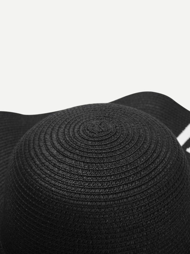 Letter Print Wide Brim Straw Hat-accessories-Des Mess