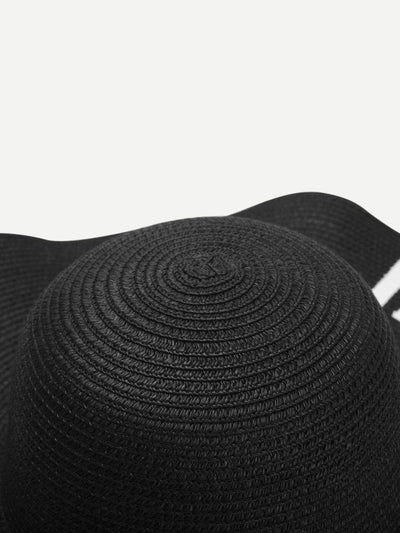 Letter Print Wide Brim Straw Hat-accessories-Des Mess