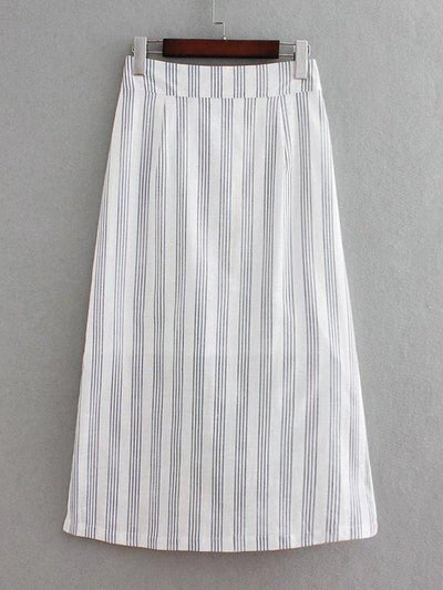 Button Through Slit Side Skirt-bottom-Des Mess