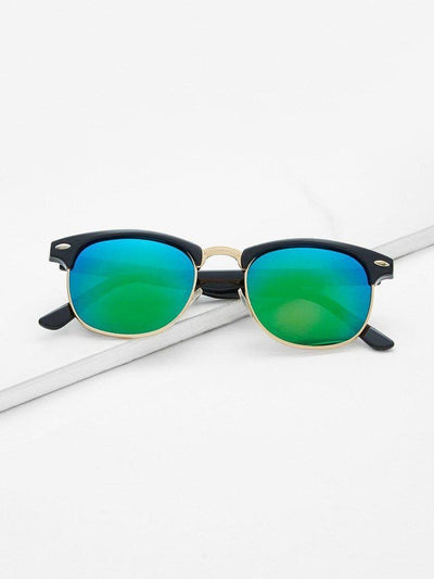Browline Frame Mirrored Lenses Sunglasses-accessories-Des Mess