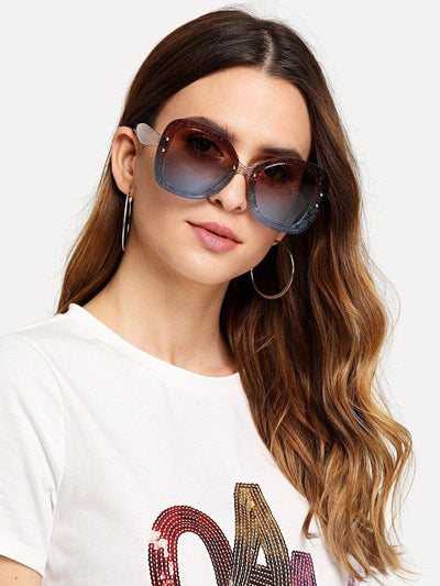 Glitter Frame Mirror Lens Sunglasses-accessories-Des Mess