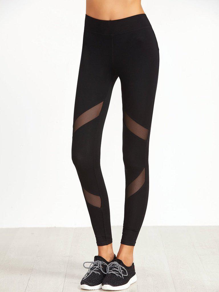 Mesh Insert Skinny Leggings-bottom-Des Mess