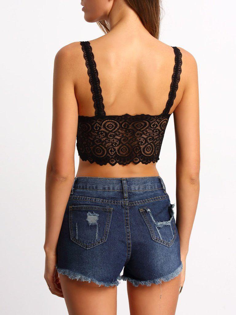Scallop Wide Strap Lace Bralette-lingerie-Des Mess
