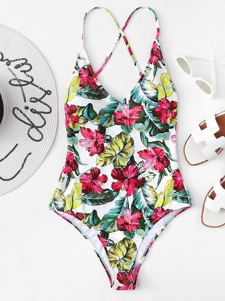 Tropical Print Swimsuit-swimwear-Des Mess