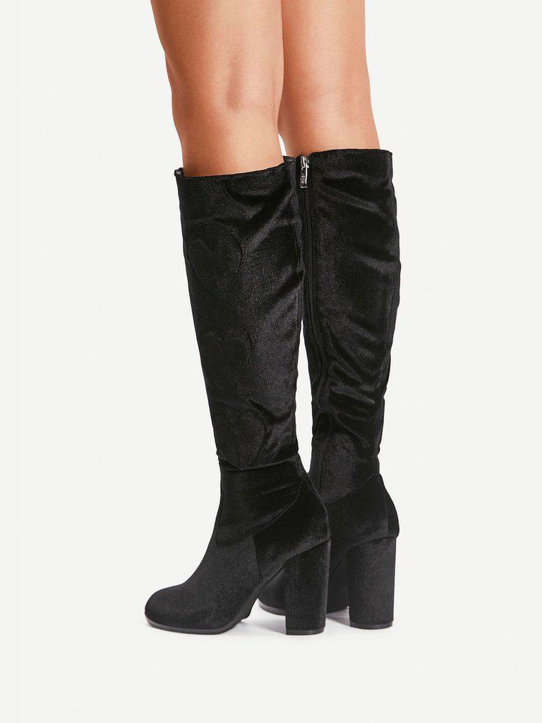 Heart Pattern Knee High Boots-shoes-Des Mess