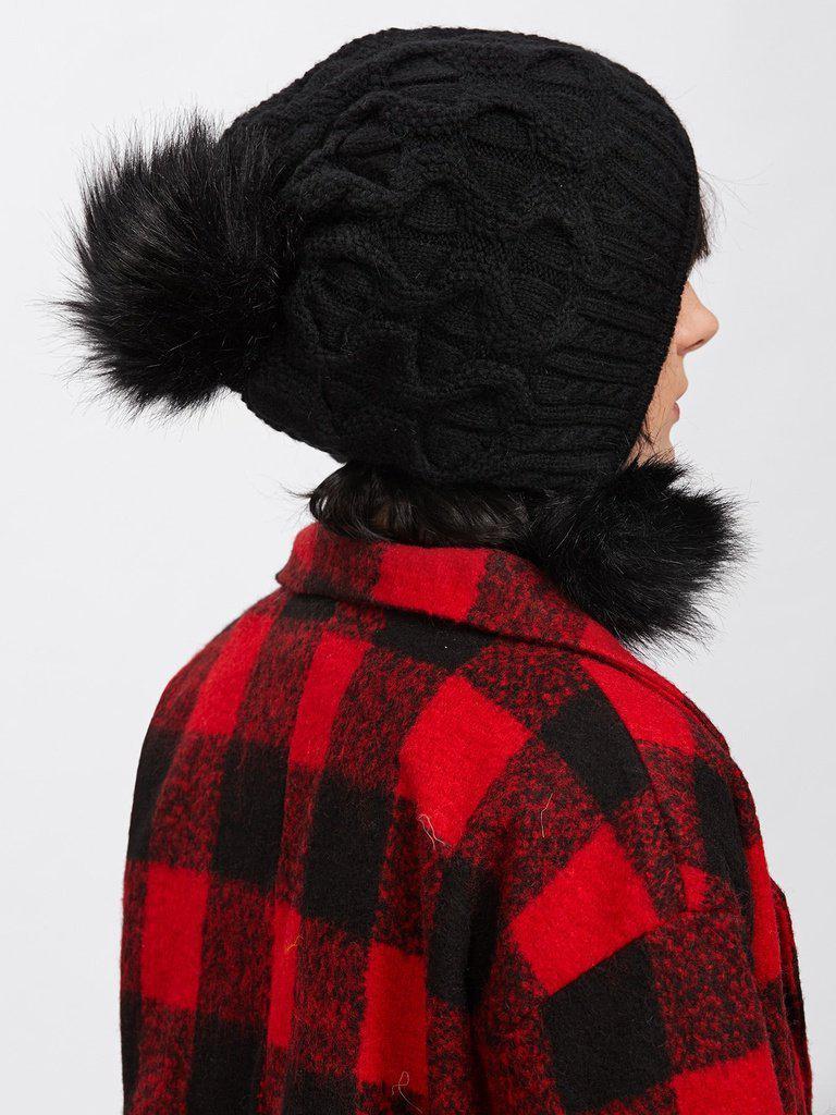 Pom Pom Cable Knit Beanie Hat--Des Mess