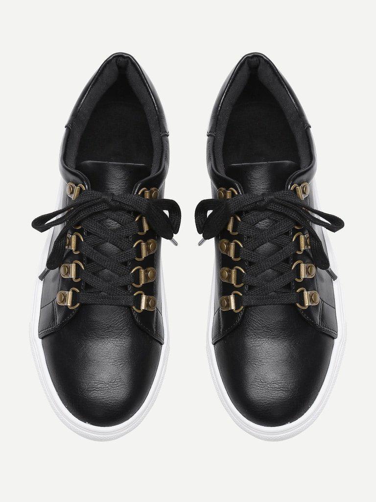 Lace Up Flatform PU Sneakers-sportswear-Des Mess
