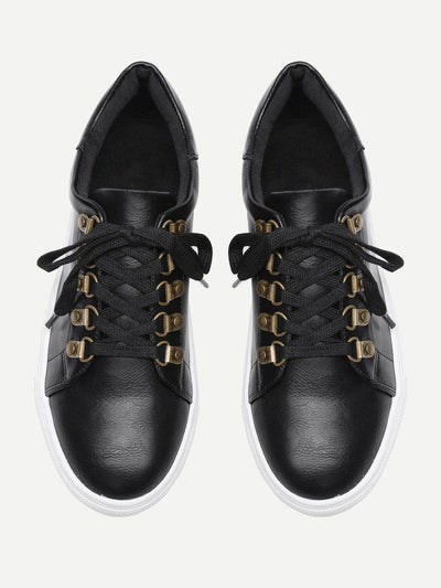 Lace Up Flatform PU Sneakers-sportswear-Des Mess