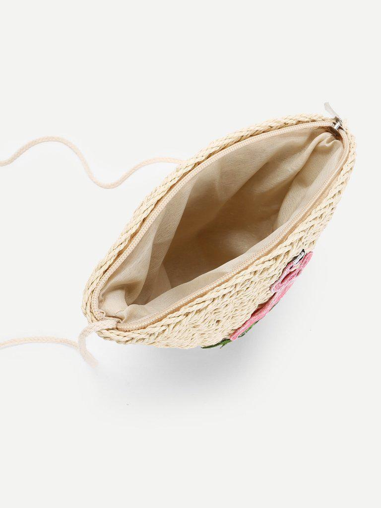 Flamingo Pattern Straw Tote Bag-accessories-Des Mess