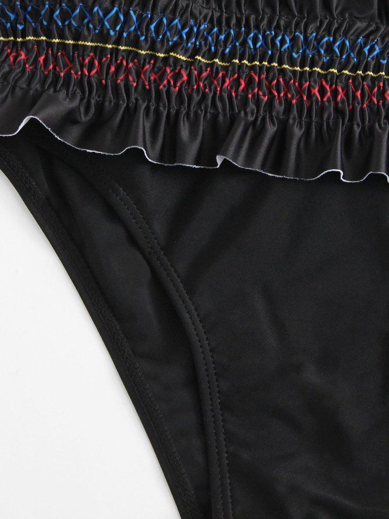 Shirred Bandeau Bikini Set-swimwear-Des Mess