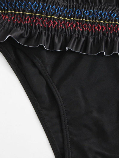Shirred Bandeau Bikini Set-swimwear-Des Mess