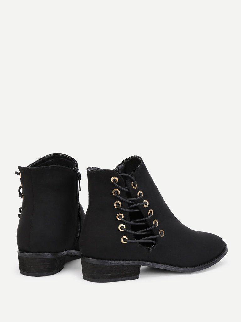 Criss Cross Strap Side Suede Ankle Boots-shoes-Des Mess