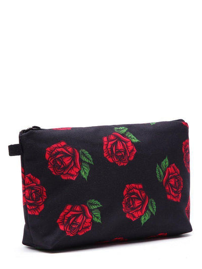 Rose Flower Print Makeup Bag-makeup-Des Mess