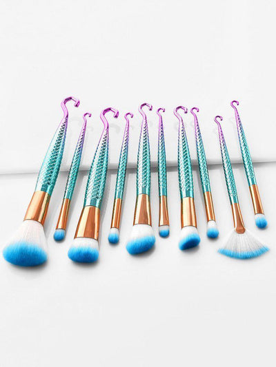 Mermaid Handle Makeup Brush Set 10pcs--Des Mess