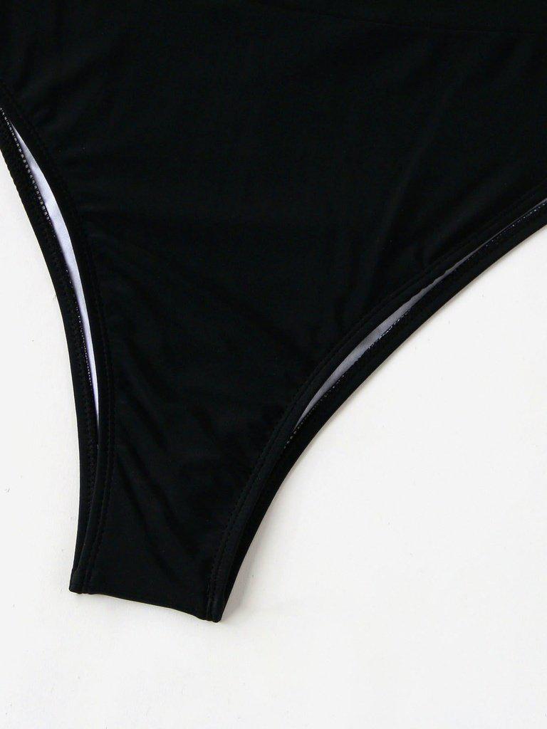 Plunge Neckline Halter Monokini-swimwear-Des Mess