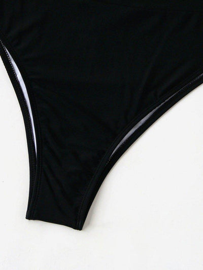 Plunge Neckline Halter Monokini-swimwear-Des Mess
