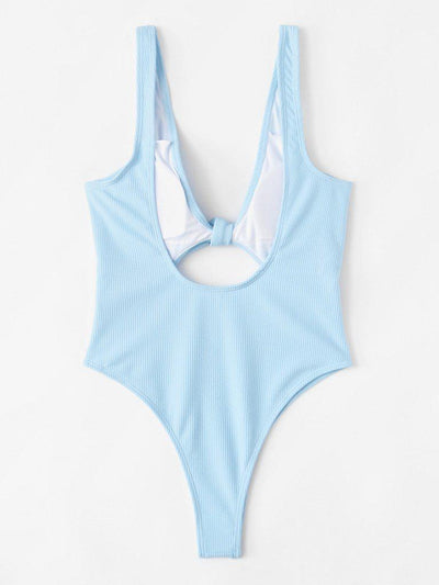 Knot Front Cut Out Swimsuit-swimwear-Des Mess
