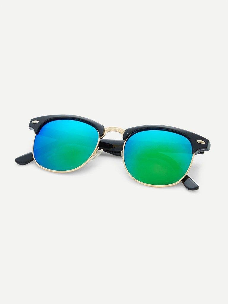 Browline Frame Mirrored Lenses Sunglasses-accessories-Des Mess