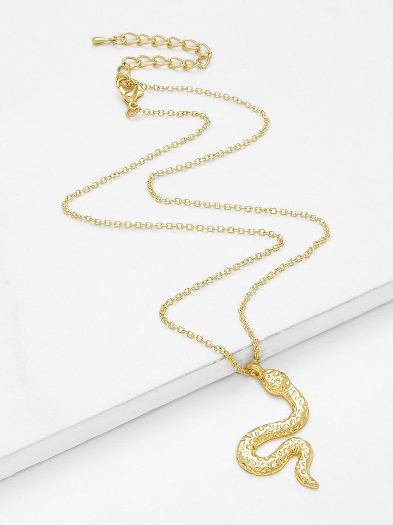Metal Snake Pendant Chain Necklace-jewelry-Des Mess