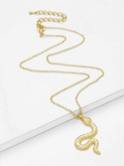 Metal Snake Pendant Chain Necklace-jewelry-Des Mess
