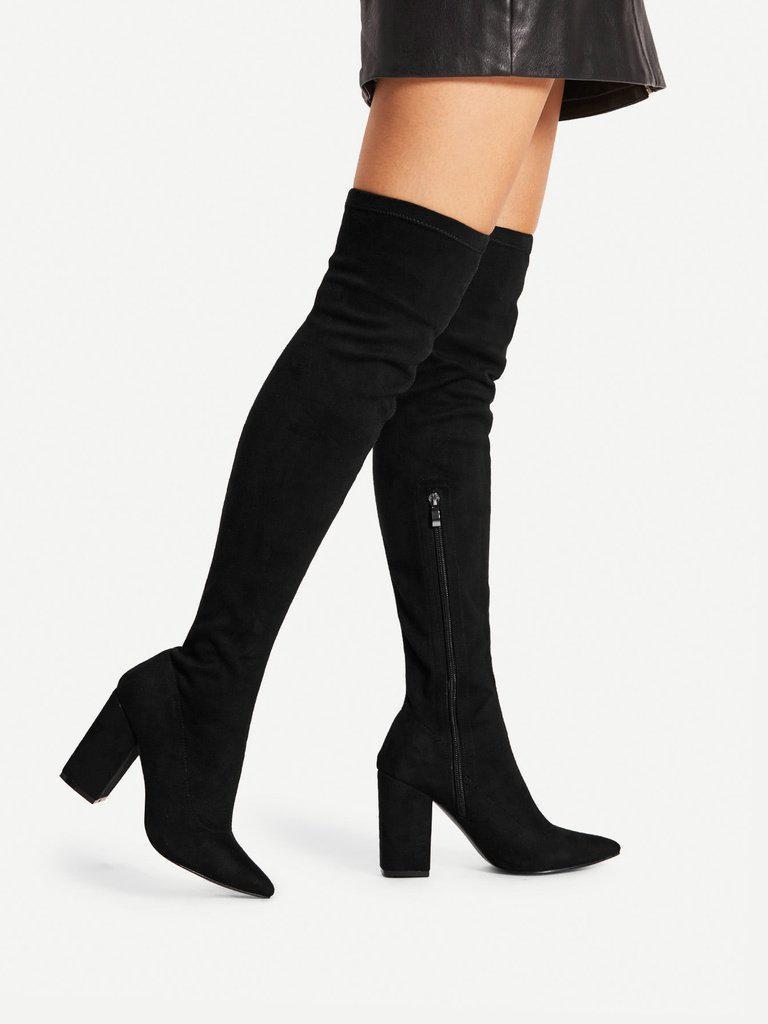 Block Heeled Over The Knee Boots-shoes-Des Mess