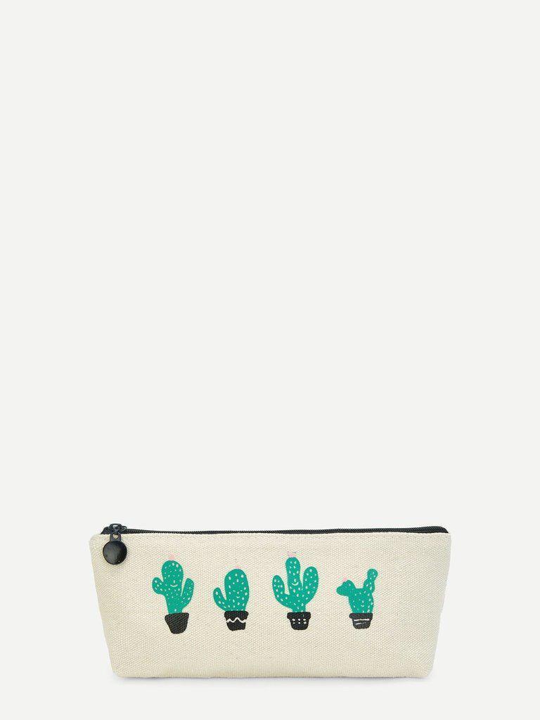 Cactus Print Pencil Case-others-Des Mess