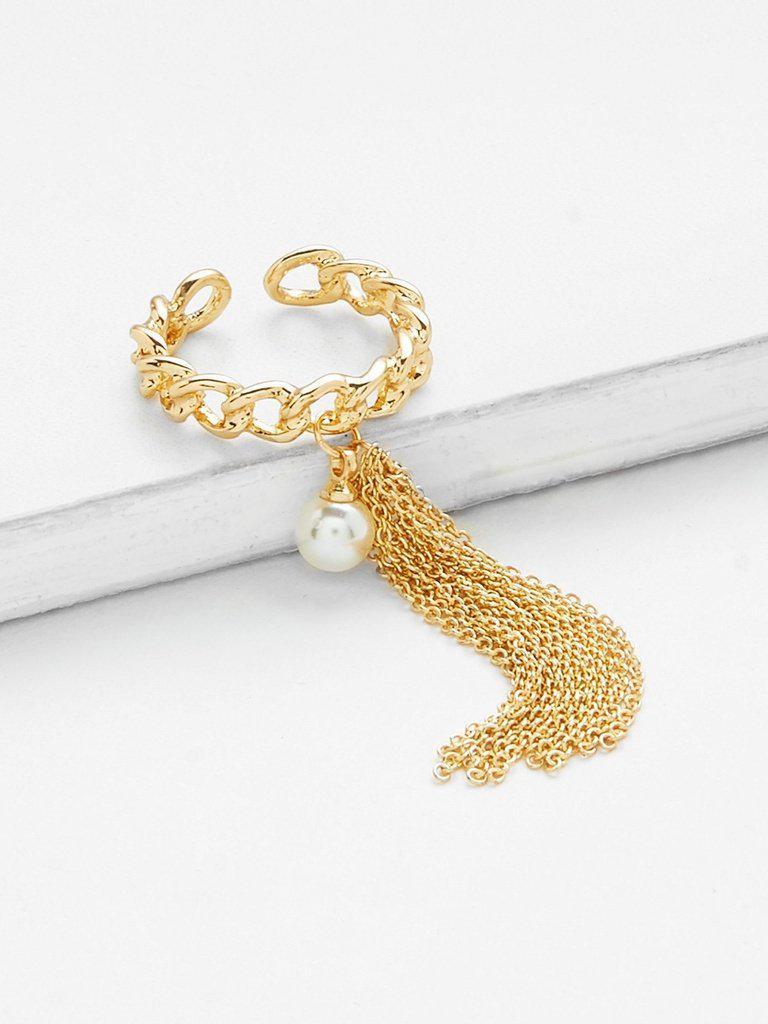 Chain Charm Cuff Ring-jewelry-Des Mess