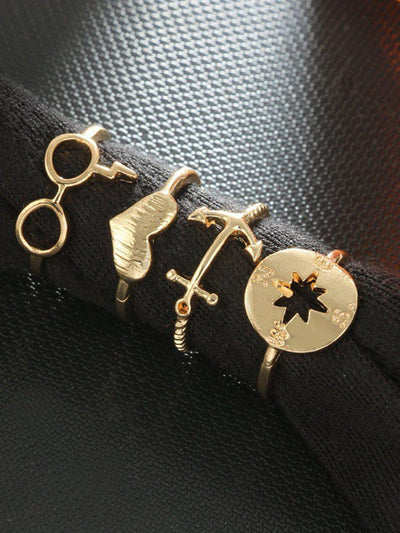 Anchor Design Ring Set 4pcs-jewelry-Des Mess