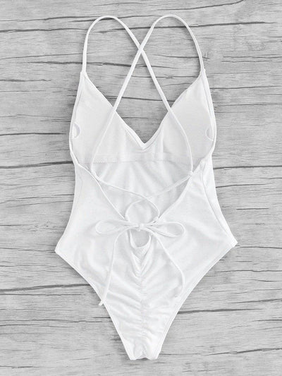 Criss Cross Ruched Detail Swimsuit-swimwear-Des Mess
