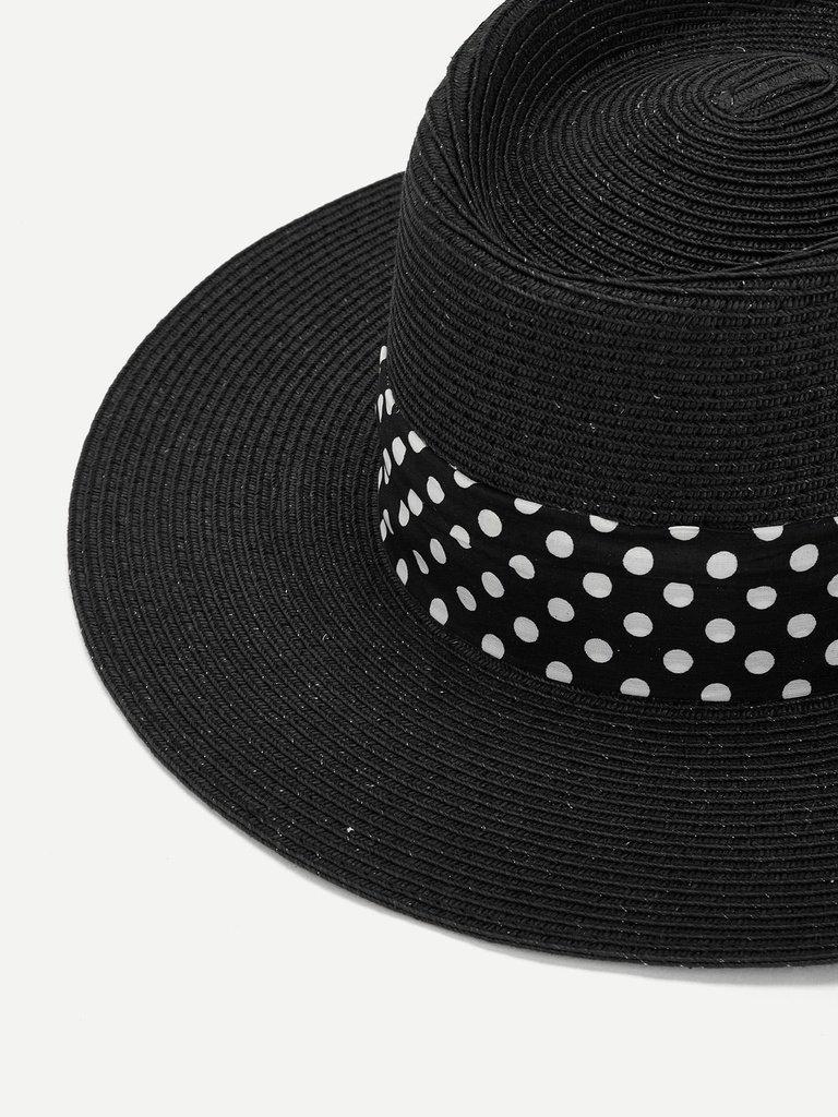 Polka Pot Band Straw Hat-accessories-Des Mess