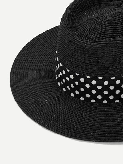 Polka Pot Band Straw Hat-accessories-Des Mess