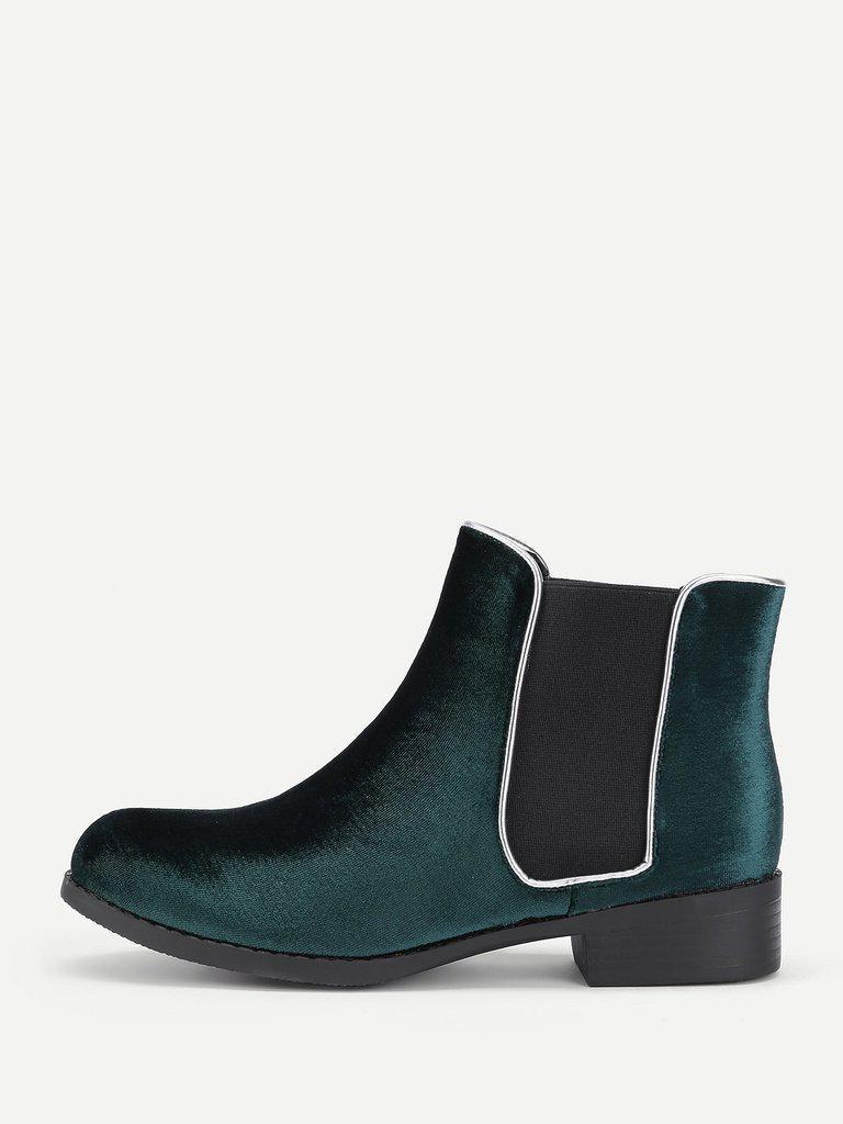 Round Toe Velvet Chelsea Boots-shoes-Des Mess