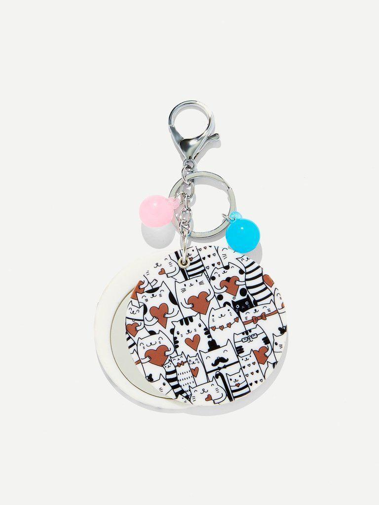 Random Color Ball Cat Round Keychain-others-Des Mess