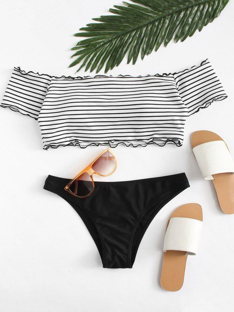 Lettuce Edge Mix and Match Bardot Bikini Set-swimwear-Des Mess