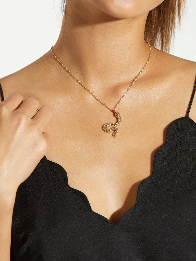 Metal Snake Pendant Chain Necklace-jewelry-Des Mess