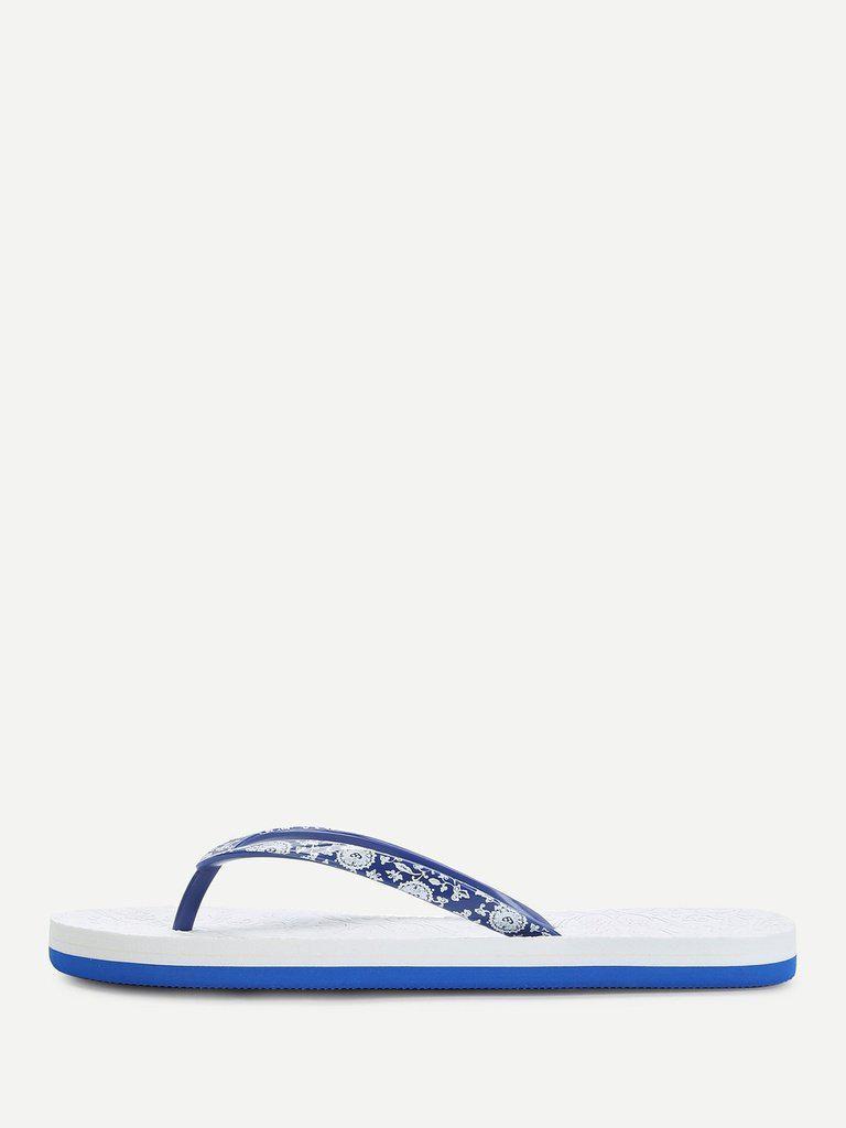 Porcelain Print Flip Flops-shoes-Des Mess