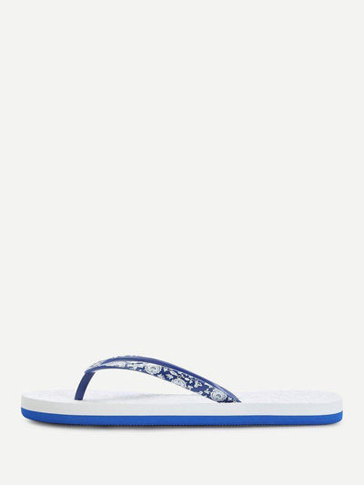 Porcelain Print Flip Flops-shoes-Des Mess
