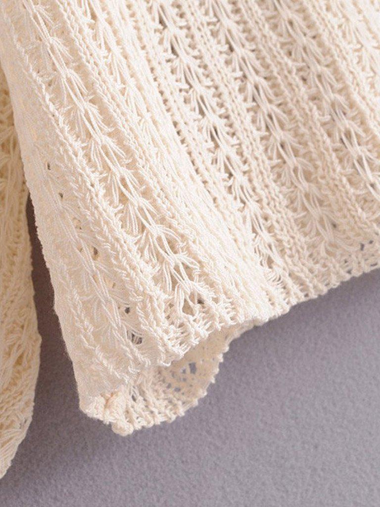 Drop Shoulder Open-Knit Jumper-outerwear-Des Mess