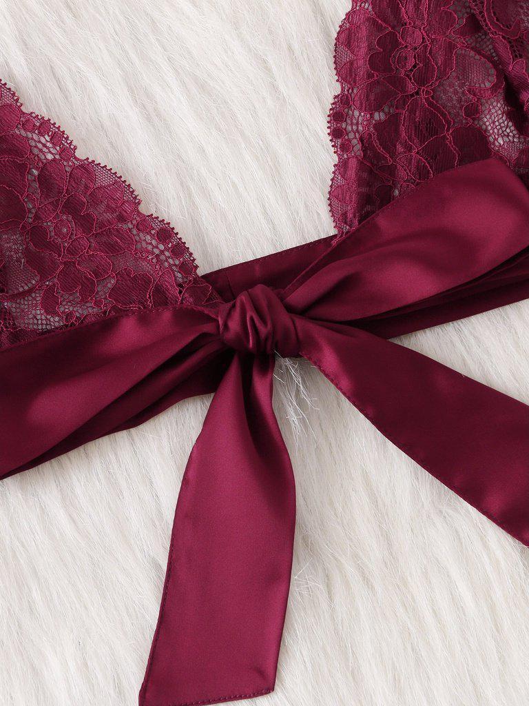 Tie Front Lace Bralette And Pantie Lingerie Set-lingerie-Des Mess