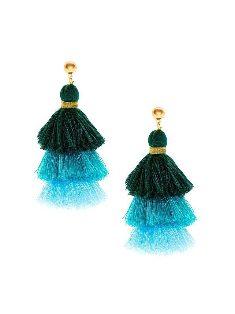 Color Block Tiered Tassel Drop Earrings-jewelry-Des Mess