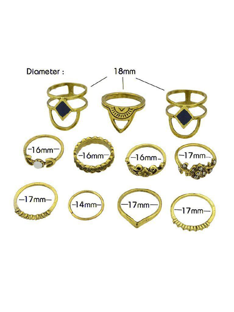 At-Gold Vintage Totem Flower Rings 11-Pieces Set-jewelry-Des Mess